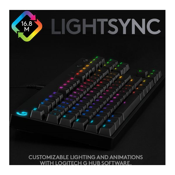 Logitech G PRO TKL Mechanical Gaming Keyboard, GX Blue Clicky Key Switches, LIGHTSYNC RGB, Portable Tenkeyless Design for esport Gaming, Detachable Micro USB Cable, QWERTY UK Layout - Black - 6